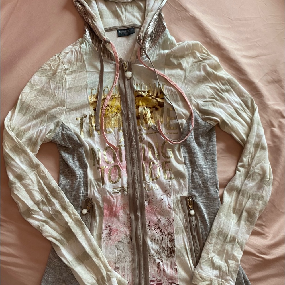 Sportalm Sequin-Embellished Hoodie in Beige and Cream